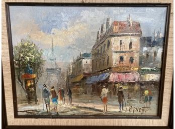 Vintage Framed And Signed Carolyn Burnett Parisian Scene Painting 24x36