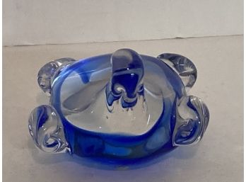 Vintage Murano (?) Art Glass Blue Turtle