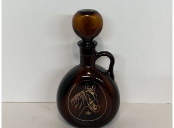 Vintage Old Fitzgerald Collection 'Man O' War' Brown Glass Decanter (Glass And Cork Stopper)