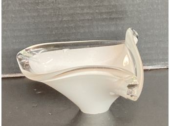 Vintage White Murano Cased Glass Candy Dish