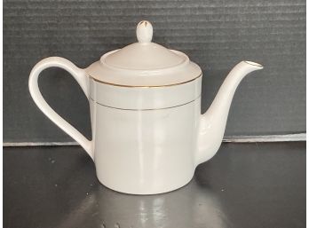White And Gold Trim Teapot (Appears To Have Never Been Used