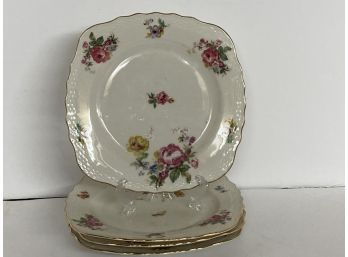 Vintage Set Of Four (4) EPIAG Floral Square Plates