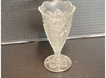 Vintage EAPG Saw Tooth Rim Footed Fluted Bud Vase