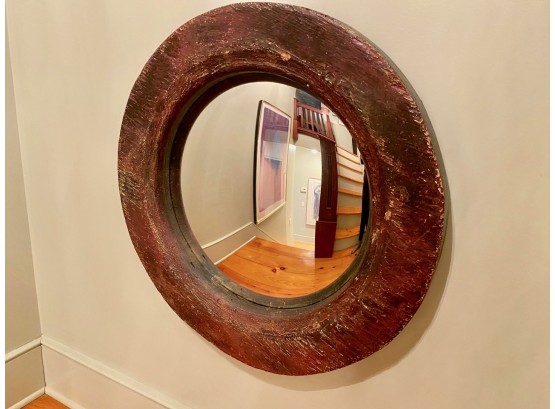 Heavy Wood Circular Mirror