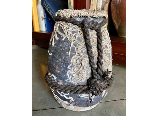 Interesting Marine Like Ceramic And Rope Vase