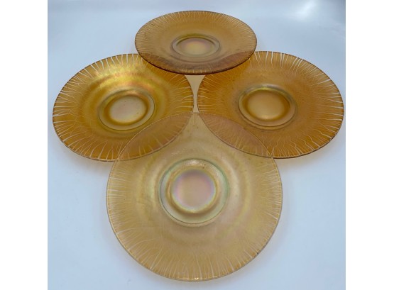 Irredescent Favrile Glass Plates (4)