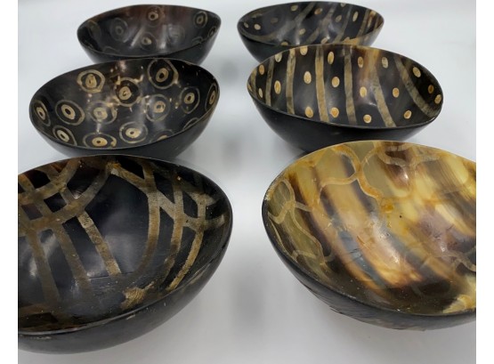 Hand Painted Horn Bowls (6)
