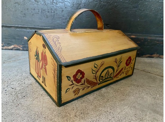 Toleware Painted Tin Storage Box With Handle
