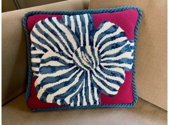 Needlepoint Pillow With Ribbon Design