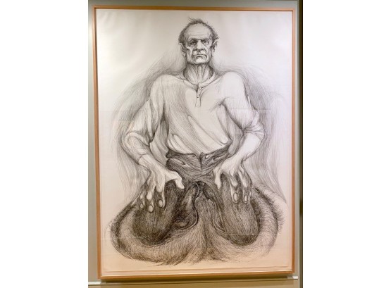 Harry Wilson, Pen & Ink - Farmer On His Knees, Signed (82' H X 61' W)