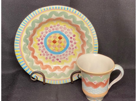 MacKenzie Childs Pottery Plate & Mug