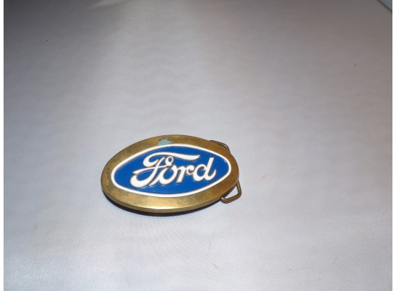 Ford Porcelain And Brass Belt Buckle