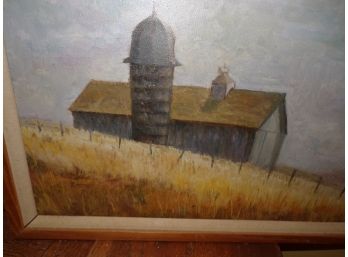 Oil On Canvas Painting 'Country  Barn' Signed