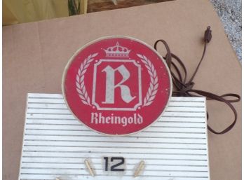 Rheingold Beer Sign Lighted W/clock Rare
