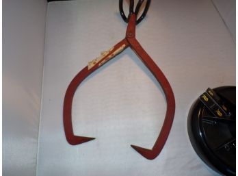 Antique  Ice Tongs Red Paint