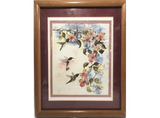 Hummingbirds And Flowers Wood Frame