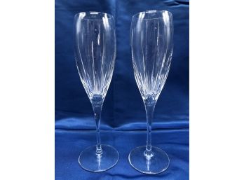 Two Beautiful Cut Glass Champagne Glasses