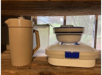 Kitchen Lot Bowls Plastic Containers And Water Pitcher