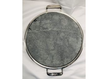All-Clad Pizza Baking Stone With Stainless Steel Serving Ring 13' Natural Marble