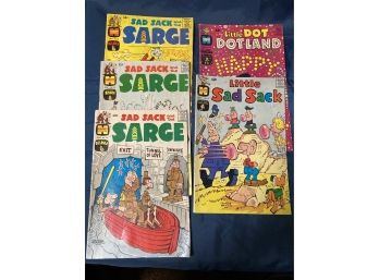 Harvey Comics From 1967, 68 And 69 Sad Sack And The Sarge, Little Dot Dotland And Little Sad Sacral Slightly W