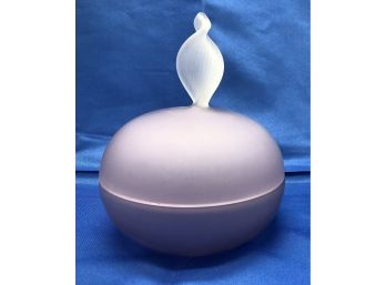 Frosted Lavender Glass Covered Vanity Box