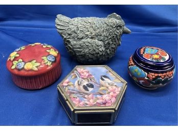Three Sweet Trinket Boxes And A Bird!
