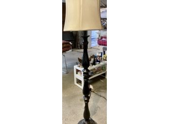 Tall Wooden Turn Style Black Lamp
