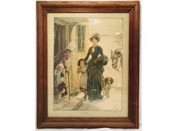 Titled 'a Welcome Visitor' Framed Fashion Plate (One Of Three)