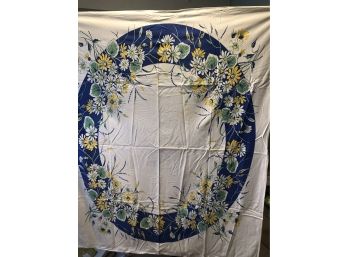 Vintage Blue Floral Tablecloth