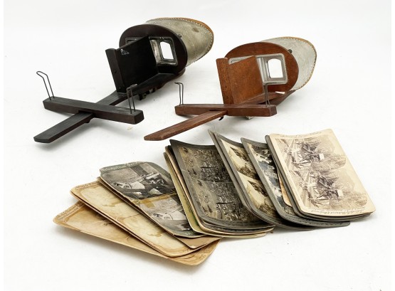 A Pairing Of Antique Stereoscopes With Cards