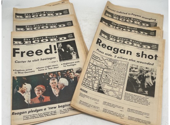 Carter And Regan Administration Headlines - Vintage Times Herald Records From 1980's