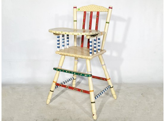 A Vintage Whimsical Tole Painted High Chair