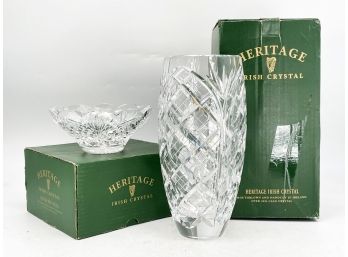 A Heritage Irish Crystal Vase And Candy Dish