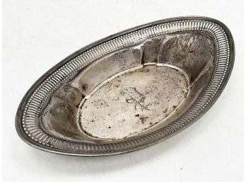 A Vintage Pierced Sterling Silver Oval Tray, Monogrammed 'P'