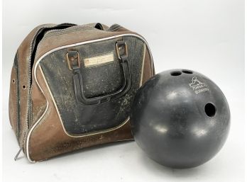 A Vintage Bowling Ball In Bag