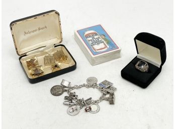 Men's Cufflinks - Anheuser-Busch And Vintage 10K Gold Trinity Pawling Ring