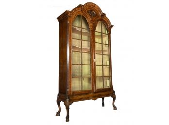 A Late 18th-Early 19th Century English Burled Mahogany Glass Door China Cabinet (Restored, Modified)