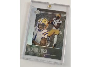Ja'Marr Chase RC 2021 Panini-Chronicles Illusions Draft Picks Gold Parallel Featured Rookie Card
