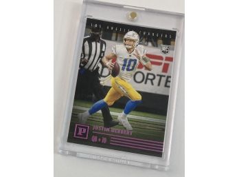 Justin Herbert RC 2020 Panini-Chronicles Prestige Purple Parallel Featured Rookie Card