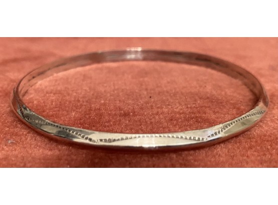 Vintage Navajo Solid Sterling Silver Carinated Bangle Bracelet Lot A Heavy