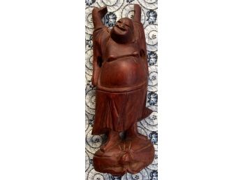 TINY CARVED WOODEN LUCKY HAPPY BUDDAH: Vintage