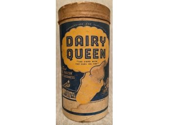 Vintage Mid-Century Dairy Queen Ice Cream Container Tub Advertising Graphics