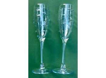 ROLF GLASS, SCHOOL OF FISH DESIGN CHAMPAGNE FLUTES: Set Of 2, Pait