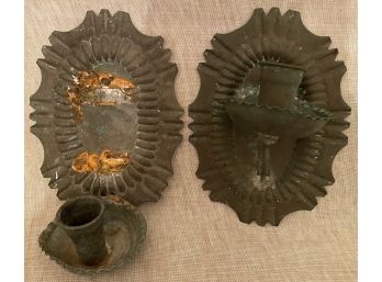 Vintage Rustic Egyptian Egypt Candle Wall Sconce Metal