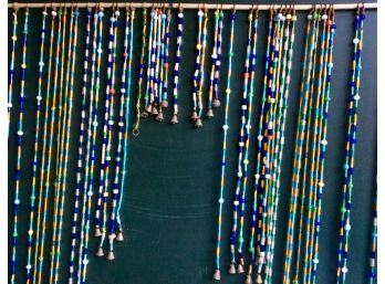 GROOVY VINTAGE GLASS BEADED CURTAIN With Bells