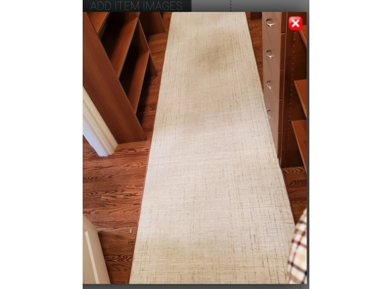 Beautiful Large Ivory Runner In Good Condition 13' 6 ' Long With Non- Slip Underpadding Too