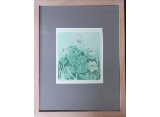 Lovely Artwork- Limited Edition #35/100 Hand-signed By Artist Taylor In '86 Framed Print Titled 'Wood Violets'