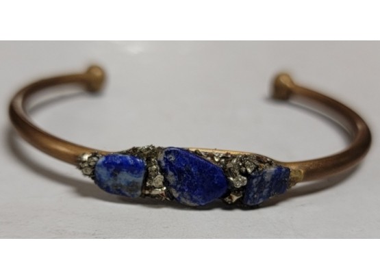 Vintage Pyrite Bracelet With Lapis Lazuli Gemstones