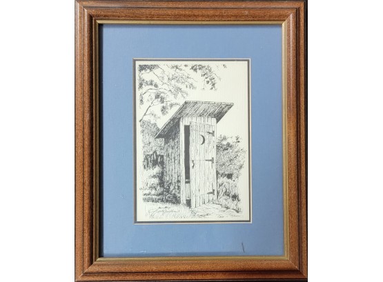 Jerry Miller Outhouse Hand-signed Framed Print Of An Original Pen & Ink Artwork