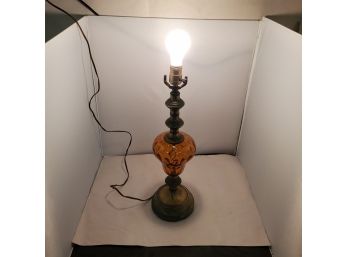 Vintage Amber Thumb Press Glass Working Lamp With Brass Body